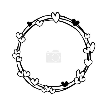 Ilustración de Negro línea simple Corazoncitos con tres círculos. Ilustración vectorial para decorar el logotipo, tarjetas de felicitación y cualquier diseño. - Imagen libre de derechos