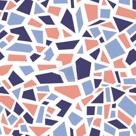 Patrón sin costura mosaico con rosa y azul en colores blancos. Impresión abstracta del arte. Diseño para papel, cubiertas, tarjetas, telas, artículos de interior y cualquier. Ilustración vectorial.