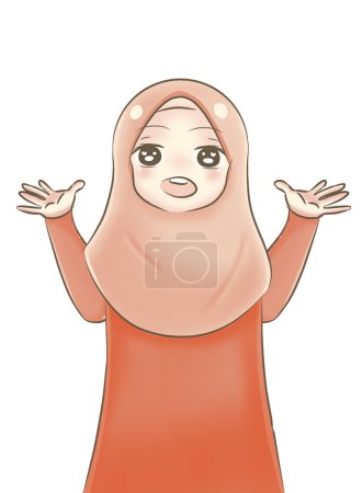 Foto de Muslimah girl smiling in orange hijab - Imagen libre de derechos