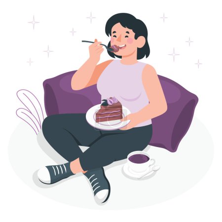 woman eating vector illustration
