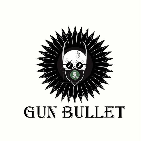Ilustración de Military skull design and Bullet logo - Imagen libre de derechos
