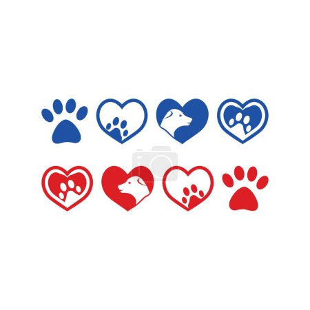 Téléchargez les illustrations : Dog Love Heart avec illustration vectorielle de visage de chiot mignon mieux utilisé pour les soins des animaux de compagnie, logo acceptant les animaux de compagnie - en licence libre de droit