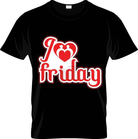Illustration for I love Friday, font type with signs, stickers and tags. Ideal for print poster, card, shirt, mug, bag - Royalty Free Image