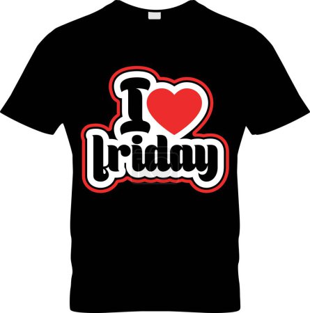 Illustration for I love Friday, font type with signs, stickers and tags. Ideal for print poster, card, shirt, mug, bag - Royalty Free Image