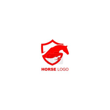 Illustration for Horse head logo and shield icon inspiration and jumping Horse logo - Royalty Free Image