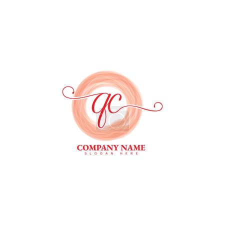 Q C, QC Initial logo template vector and water color QC letter logo