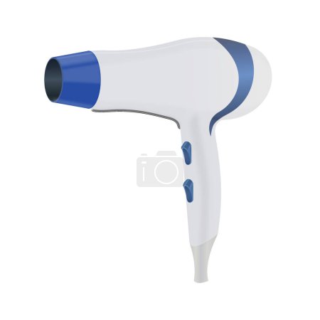 Photo for Hair dryer, blue and white body, 3d vector rendering - Royalty Free Image