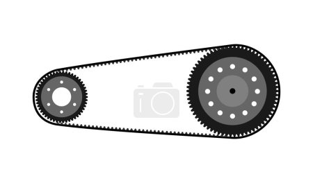 Téléchargez les illustrations : Motorcycle drive belt with sprocket, vector line - en licence libre de droit