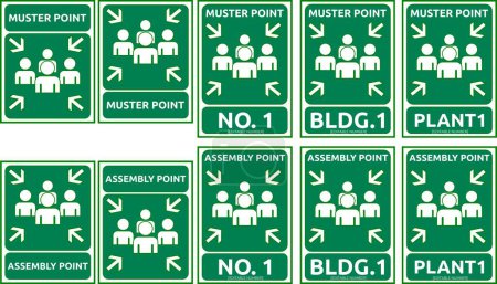 Photo for Muster and assembly point label for fire evacuation, vector - Royalty Free Image