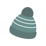 Vector illustration in a flat style. Winter hat icon. Knitted wool hat with a pompom on a white background. Illustration for graphics, website, application, user interface. The symbol of outerwear.