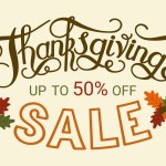 Thanksgiving Day Sale Banner Template. Hand drawn vector Lettering. Give thanks promotional offer. Advertising Autumn Seasonal discount. Thanksgiving inscription. Fall shopping background.