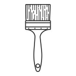 Vector illustration in flat style. Paint brush icon, outline in doodle style.