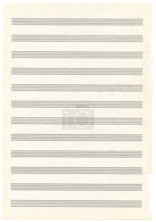 Photo for Empty music notebook sheet in a ruler for recording notes. Five-line staff without key. Vertical music page. Music notation elements for design. - Royalty Free Image