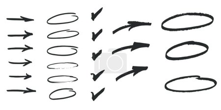 Photo for Grunge arrows, circles, markers, highlighter elements. Set of hand drawn vector elements. - Royalty Free Image