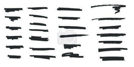 Illustration for Highlighter marker strokes. Set of hand drawn underlines. Vector elements for highlighting on a white background. - Royalty Free Image