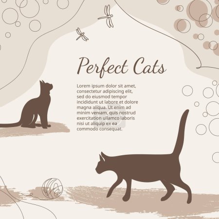 Photo for Perfect cats. Vector decorating design with the cats. Colorful template with copy space. Modern design for card, postcard, cover design background. - Royalty Free Image