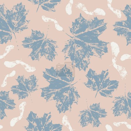 Photo for Texture maple leaves and seeds. Abstract seamless pattern in pastel colors. Modern design for home textiles, interiors, linens, cotton fabric, wrapping paper. - Royalty Free Image