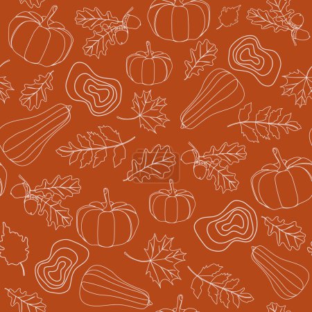 Photo for Autumn seamless pattern with pumpkins, acorns and leaves. Vector illustration for modern design of fabric, wallpaper, wrapping, textile. - Royalty Free Image