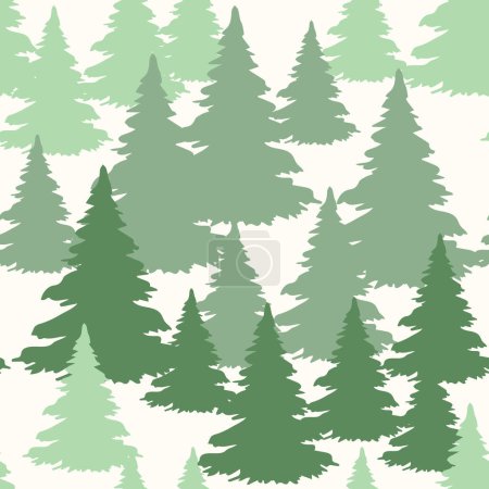 Photo for Christmas trees seamless pattern on light background. Forest green bonatical design with fir for home textiles, interiors, cotton fabric, wrapping paper. Vector illustration. - Royalty Free Image