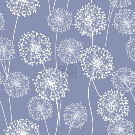 Photo for Vector seamless pattern with stylized abstract dandelions. Modern repeating texture. Floral minimalistic design with summer flowers. - Royalty Free Image