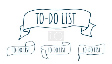 Photo for Set of lettering To do list. Handwritten text. Calligraphy style. Hand drawn lettering on tape. Vector isolated on white background. - Royalty Free Image