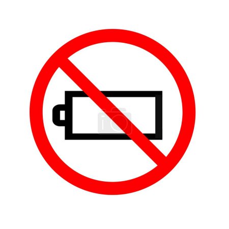 Téléchargez les photos : Forbidden battery sign icon, no battery icon - en image libre de droit