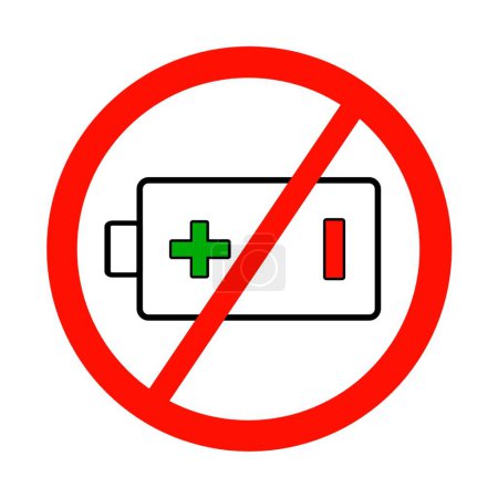 Téléchargez les photos : No battery sign icon, forbidden battery charge icon - en image libre de droit