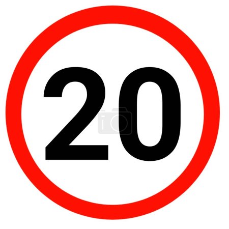 Téléchargez les photos : Limite de vitesse 20 icône signe - en image libre de droit