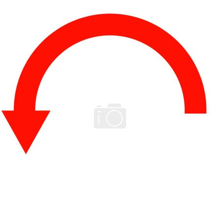 Téléchargez les photos : Red curved arrow left down icon - en image libre de droit