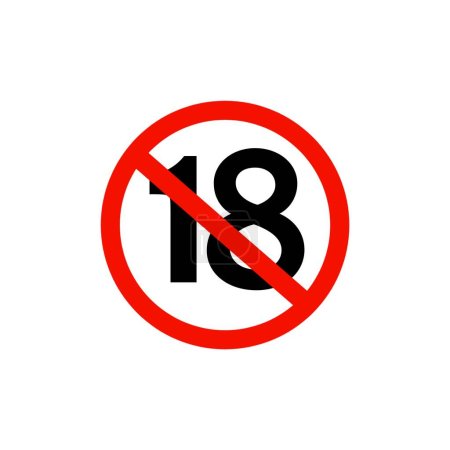 Téléchargez les photos : Pas d'icône de 18 ans, panneau interdit, panneau de restriction d'âge - en image libre de droit