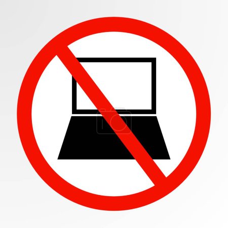Téléchargez les photos : Pas d'icône d'ordinateur portable, n'utilisez pas l'icône de symbole d'ordinateur portable - en image libre de droit