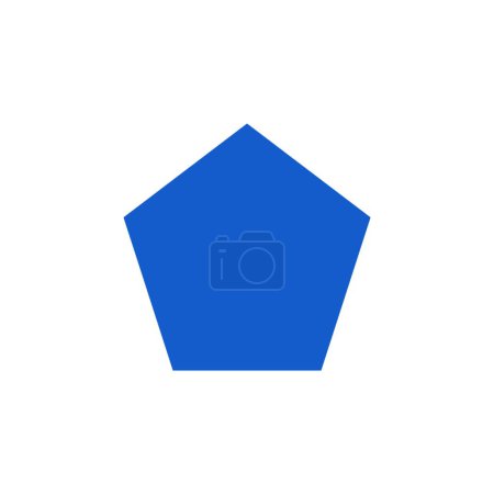 Téléchargez les photos : Icône forme géométrique pentagone bleu isolé sur fond blanc - en image libre de droit