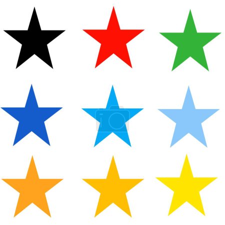 Stars icons, blue,red, yellow stars 