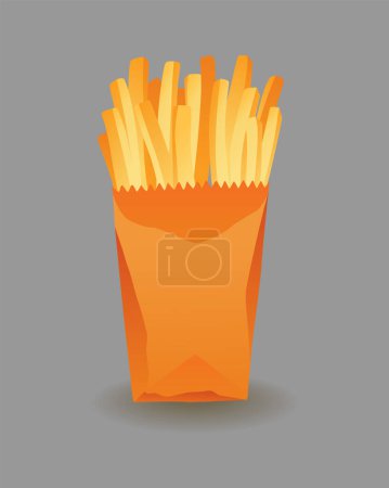 Illustration for Potato snack. Food product. Icon for fast food menu. French fries, sliced root crop. Vegetable vector design. - Royalty Free Image