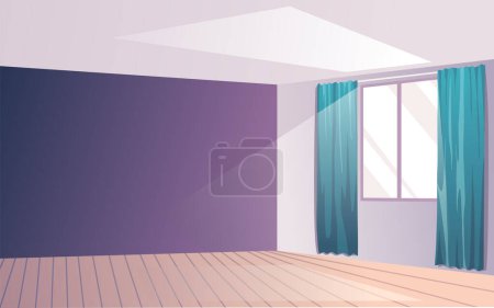 Ilustración de Niño habitación vacía. Dormitorio con gran ventana impregnada de luz. Muebles domésticos. - Imagen libre de derechos