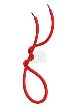 Téléchargez les illustrations : Red lace shoes. Scheme of tying shoelaces. Icon with tied shoelace isolated on white background. Lace option, how to lace up shoes. - en licence libre de droit