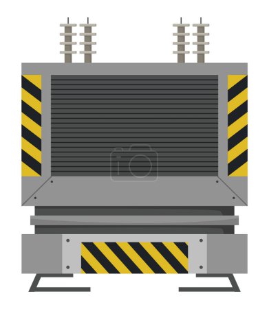 Illustration for High voltage electrical transformer and isolator. Energy substation. Power supply icon isolated on white background for web design. Flat cartoon illustration. - Royalty Free Image