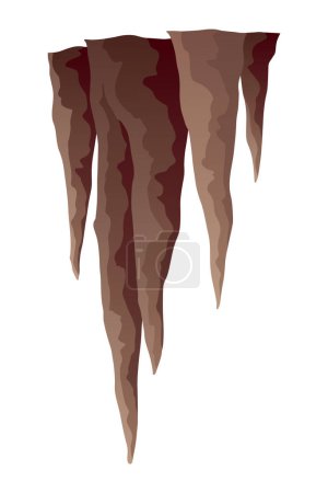 Téléchargez les illustrations : Stalactite. Icicle shaped hanging mineral formations in cave. Nature brown limestone, material stone icon. Natural growth geology formations. - en licence libre de droit