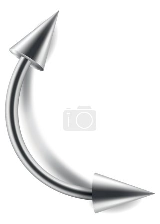 Piercing Schmuck-Ikone. Karosserie metallisches Zubehör. Schönheitsdekoration, Ohrring. Modernes Formdesign. Vektorabbildung auf weißem Hintergrund.