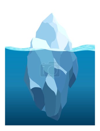 Photo for Iceberg floating in water. Arctic glacier. Futuristic polygonal illustration on blue background. Huge white block of ice drifts with massive underwater part. - Royalty Free Image