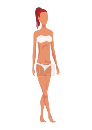 Illustration for Female figure type. Women in lingerie showing body shape. Women in underwear. Main woman figure shape. Flat vector illustrations isolated on white background. - Royalty Free Image