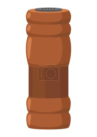 Illustration for Pepper icon. Glass jar, peppercellar with kitchen seasoning, flavoring for sprinkling spicy powder. Ingredient, condiments for food. Vector illustration of spice powder food. - Royalty Free Image