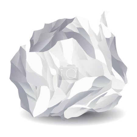 Illustration for Crumpled paper ball icon. Realistic garbage, bad idea symbol, crushed piece of paper. Throw rumple grunge sheet. Mistake in document. Realistic wrinkled page. - Royalty Free Image
