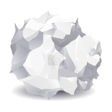 Illustration for Crumpled paper ball icon. Realistic garbage, bad idea symbol, crushed piece of paper. Throw rumple grunge sheet. Mistake in document. Realistic wrinkled page. - Royalty Free Image
