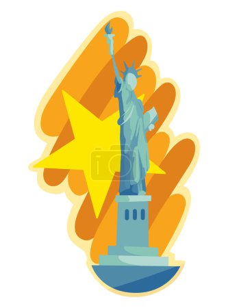 Illustration for Statue of Liberty sticker. New York landmark. American symbol. Vector silhouette. - Royalty Free Image