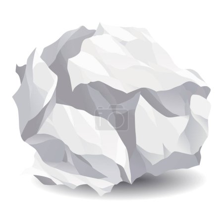 Crumpled paper ball icon. Realistic garbage, bad idea symbol, crushed piece of paper. Throw rumple grunge sheet. Mistake in document. Realistic wrinkled page.