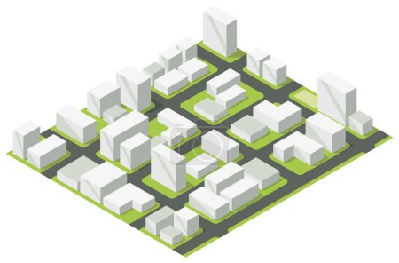 Isometrische Gestaltungselemente für Stadtpläne. Illustration zur Vektorlieferung.
