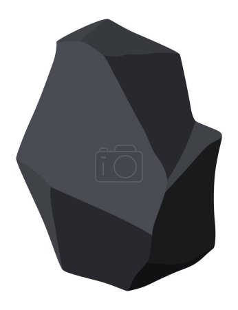 Coal black mineral resources. Pieces of fossil stone. Polygonal shape. Black rock stone of graphite or charcoal. Energy resource charcoal icon.