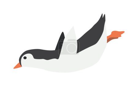 North pole arctic fauna. Polar penguin vector illustration in flat style. Little penguin fishing in the north. Arctic animal icon. Winter zoo design element.