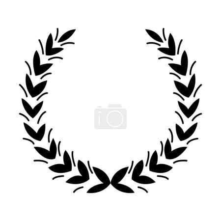 Illustration for Vintage laurel wreath. Black silhouette circular sign depicting award achievement heraldry, nobility, emblem. Laurel wreath award, winning, prize or victory. - Royalty Free Image